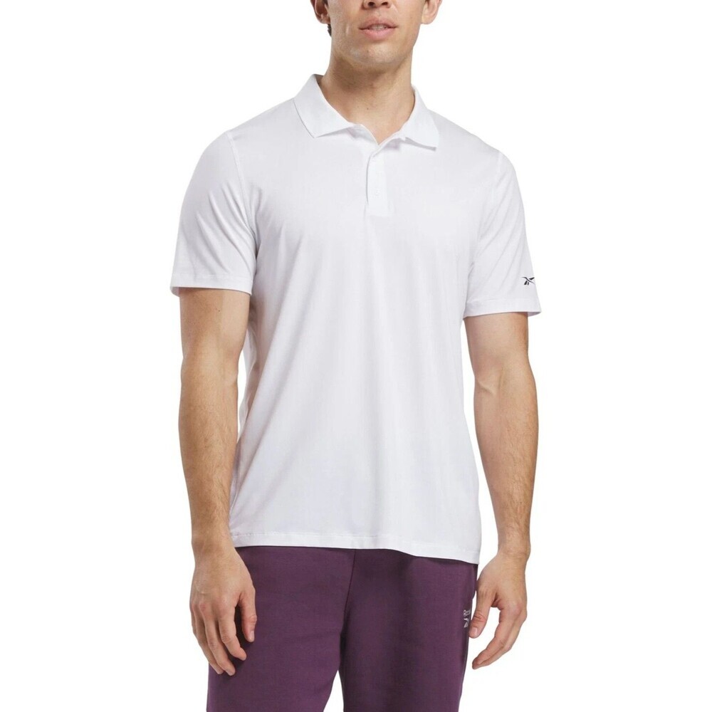 Reebok Men's Short Sleeve Mesh sides Performance Polo Shirt White Size Small
